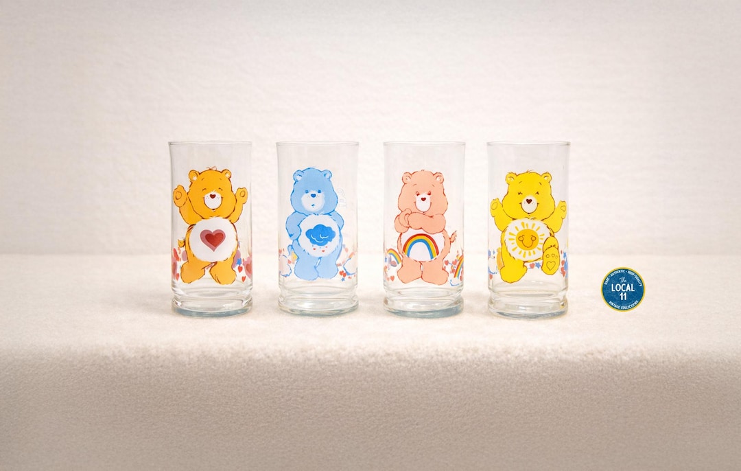 Vintage 1983 Care Bears Pizza Hut Drinking Glasses, Collector's