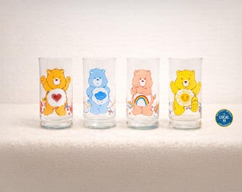 Vintage 1983 Care Bears Pizza Hut Drinking Glasses, Collector's Series