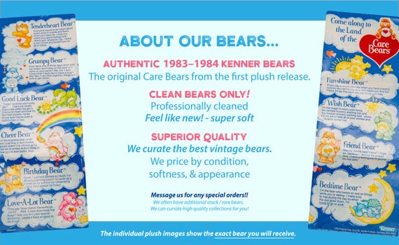 Peluche Bisounours Goodluck Bear Kenner 1983 – 33 Cm – Occasion Bon état