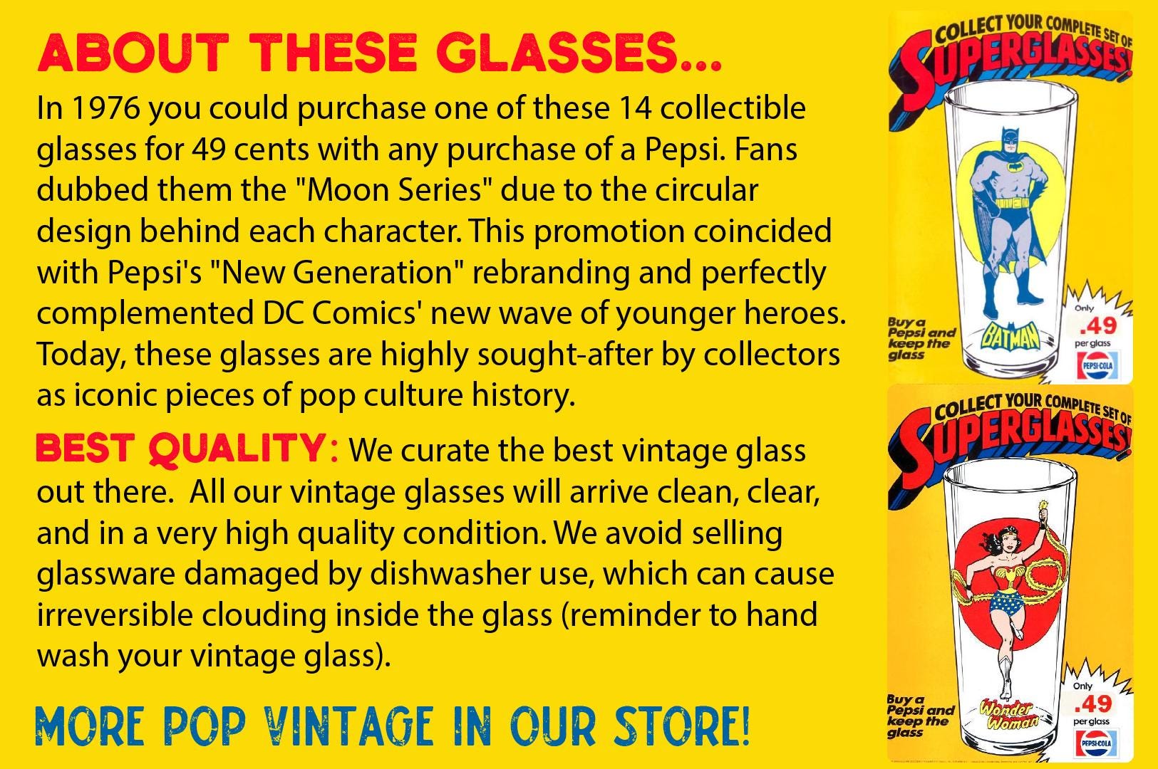 Vintage 1976 Pepsi Super Series DC Comics Superhero Drinking Vintage 1976 Pepsi Super Series DC Comics Superhero Drinking