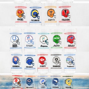 Vintage 1988 NFL Mobil Gas Station Glasses, Football Fans, Helmet Version, FREE SHIPPING