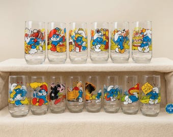 Vintage 1982 & 1983 Peyo Smurfs Glasses - Papa Smurf, Gargamel, Smurfette and more!