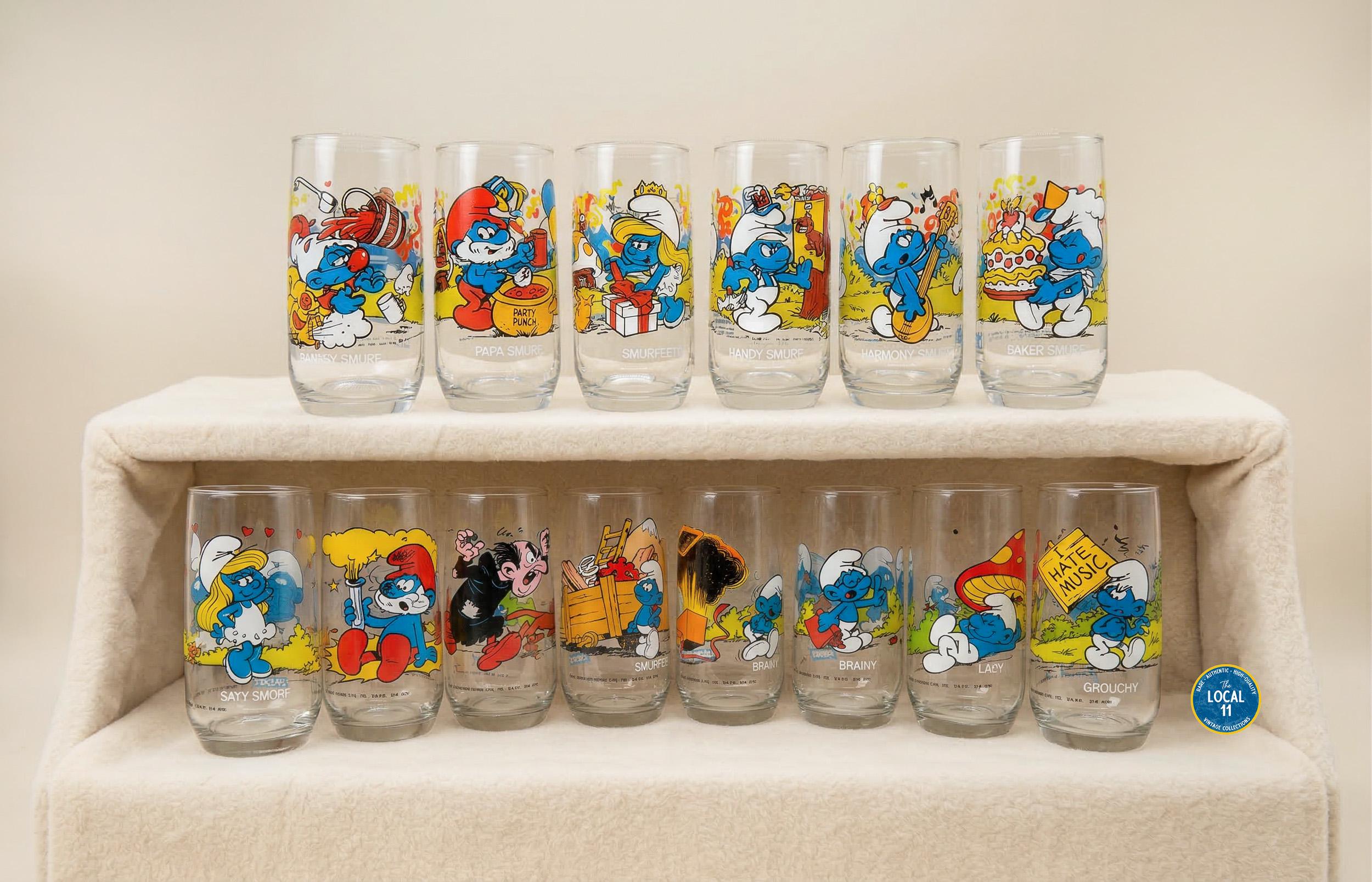 Vintage 1982 & 1983 Peyo Smurfs Glasses - Papa Smurf  display picture 2
