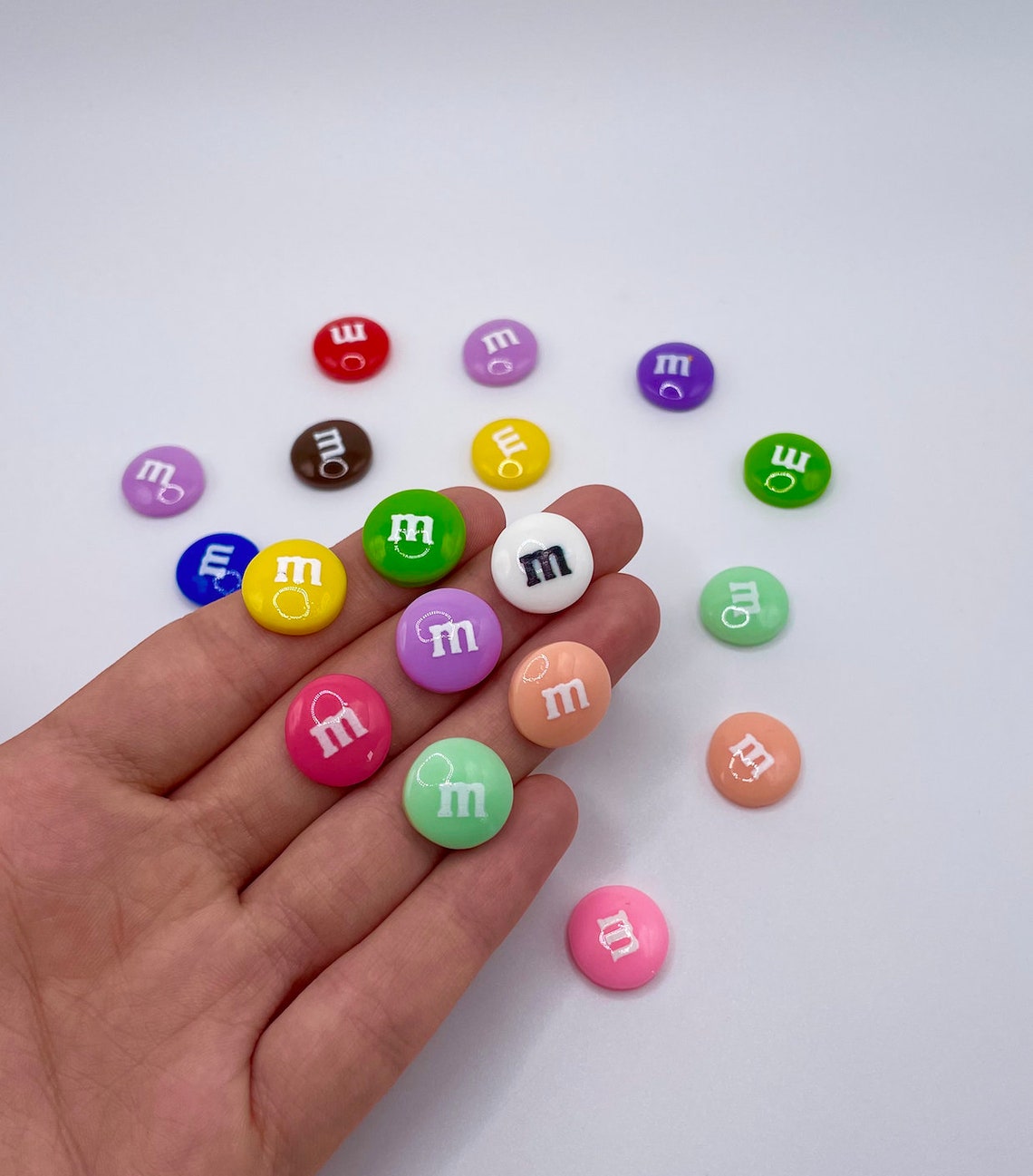 M&M Fake Charms 15 PC Slime Charms Resin Charms Cute Charms Slime