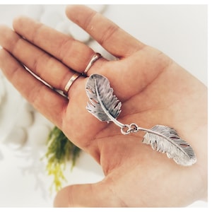 Feather Brooch, Silver Shawl Pin, Pin for Scarf, perfect gift for Mom, Lapel Pin, Ponchos pin, Cardigan Pin, Cardigan Closure, cardigan clip image 2