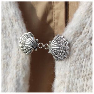 Scarf Clip-silver Plated Double Sea Shell Shaped Scarf Ring Clip