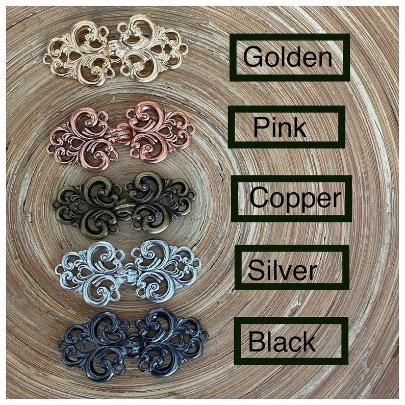 clips for cardigans, brass clip, cardigan clasp, cardigan pins, kimonos cardigan clips, sweater clip filigree, useful gift, carved brooch Black