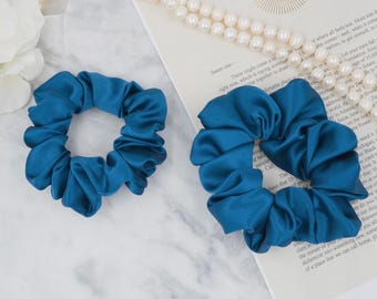 22 Momme Maulbeerseide Scrunchie, Pfauenblau Haargummi, sanftes Haar elastisch