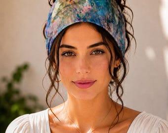 Extra-Wide Mulberry Silk Headband • Monet Inspired Floral Garden Accessory