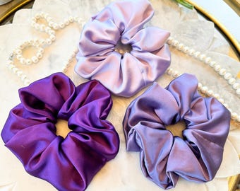 30 Momme Maulbeerseide Jumbo Scrunchie, Voluminöser Lavendel Haargummi