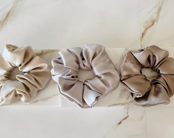 22 Momme Mulberry Silk Scrunchie, Luxury Solid Color Hair Tie, Minimalist Elastic