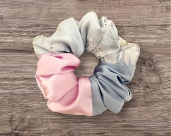 22 Momme Maulbeerseide Scrunchie, Farbblock-Haargummi, luxuriöse, weiche Seide, elastisch