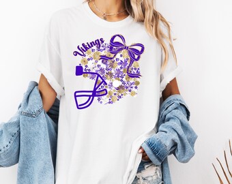 Minnesota Floral Football Helmet T-Shirt Minnesota Vikings Shirt Lets Go Vikings Cropped Shirt NFL Shirt Vikings Game Day Shirt Super Bowl