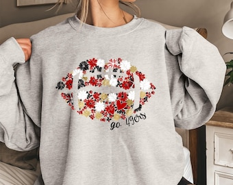 San Francisco Football Lips Sweatshirt San Francisco 49ers Lets Go 49ers Shirt NFL Sweatshirt 49ers Sweatshirt Game Day Shirt Super Bowl