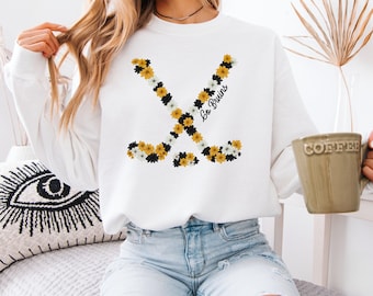 Boston Hockey Floral Sticks Sweatshirt Boston Bruins Lets Go Bruins Shirt NHL Sweatshirt NHL Shirt Bruins Sweatshirt Game Day Stanley Cup