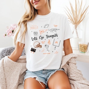 Cincinnati Football Doodle Boxy T-Shirt Cincinnati Bengals Shirt Lets Go Bengals Cropped Shirt NFL Shirt Bengals Spieltag Shirt Super Bowl