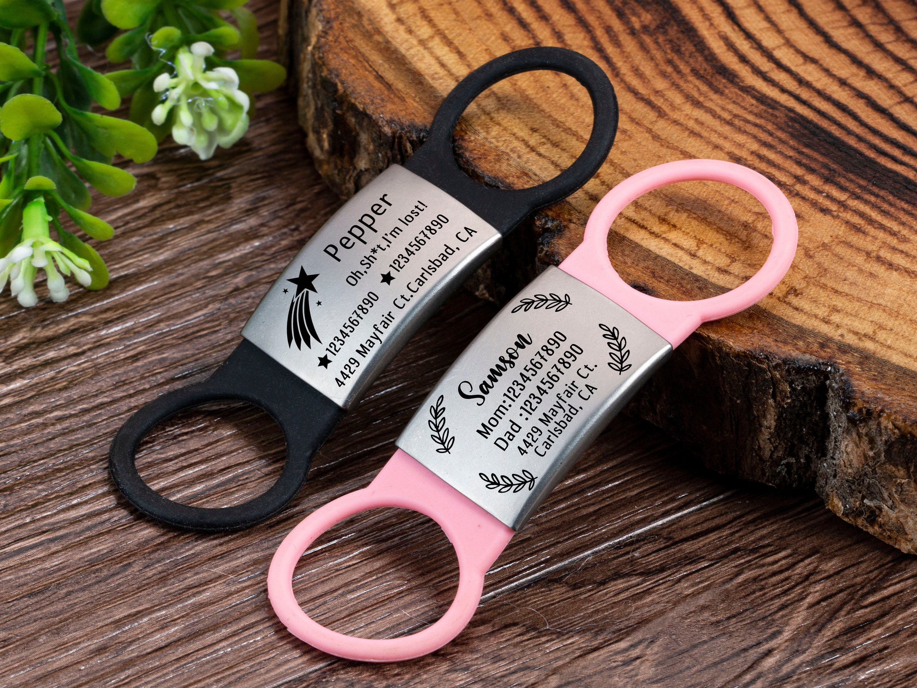 slide on collar pet id tags