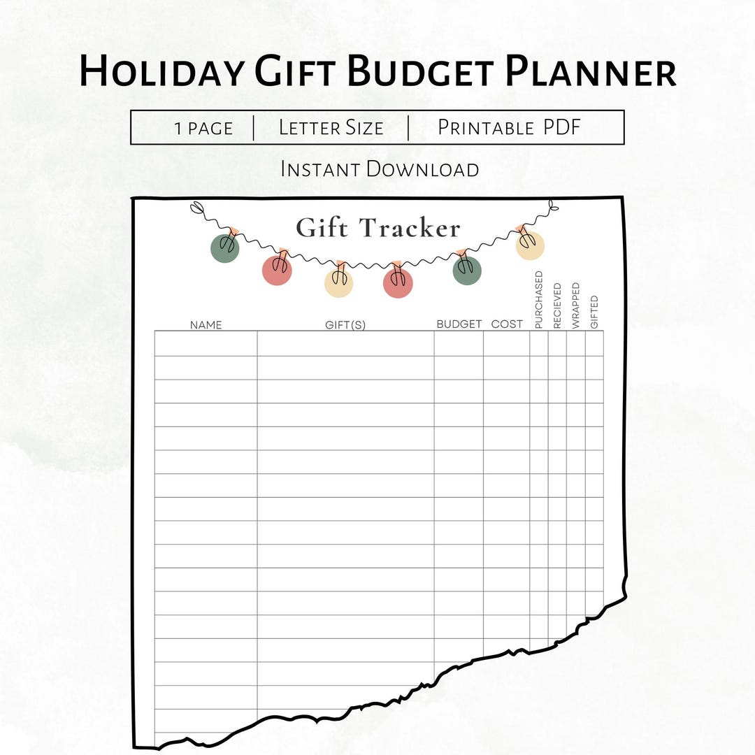 Holiday Gift Budget Planner | Printable Christmas Shopping Organizer ...