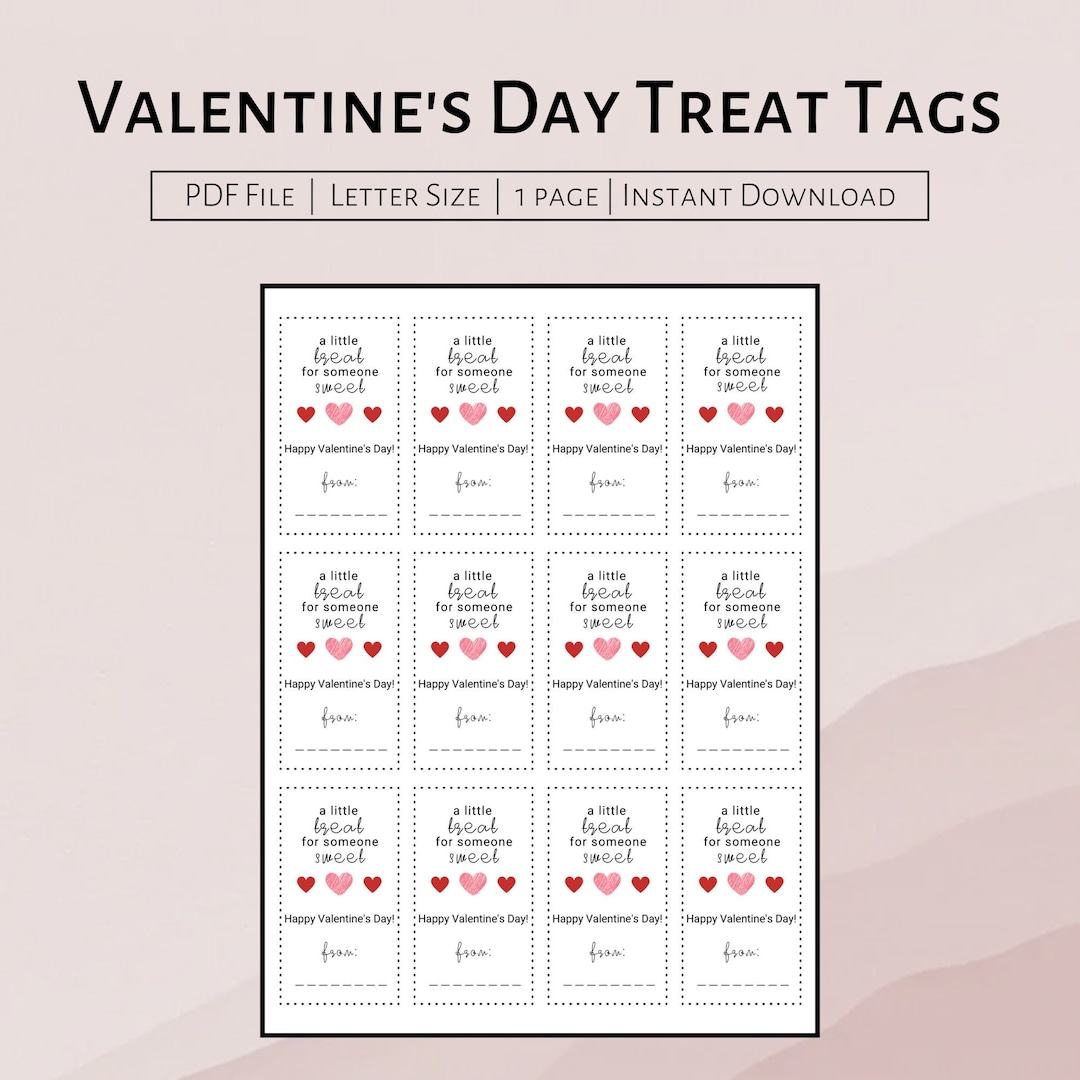 Valentine's Day Gift Treat Tags for Kids Valentines Day Printable Gift ...