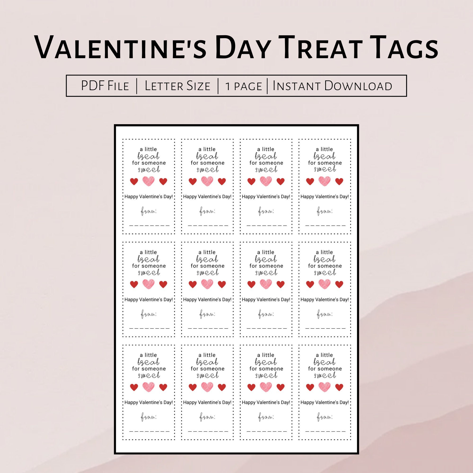 Valentine's Day Gift Treat Tags for Kids Valentines Day Printable Gift ...
