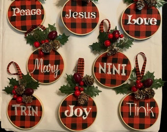 Personalized Embroidered Christmas Ornaments with Plastic Hoop