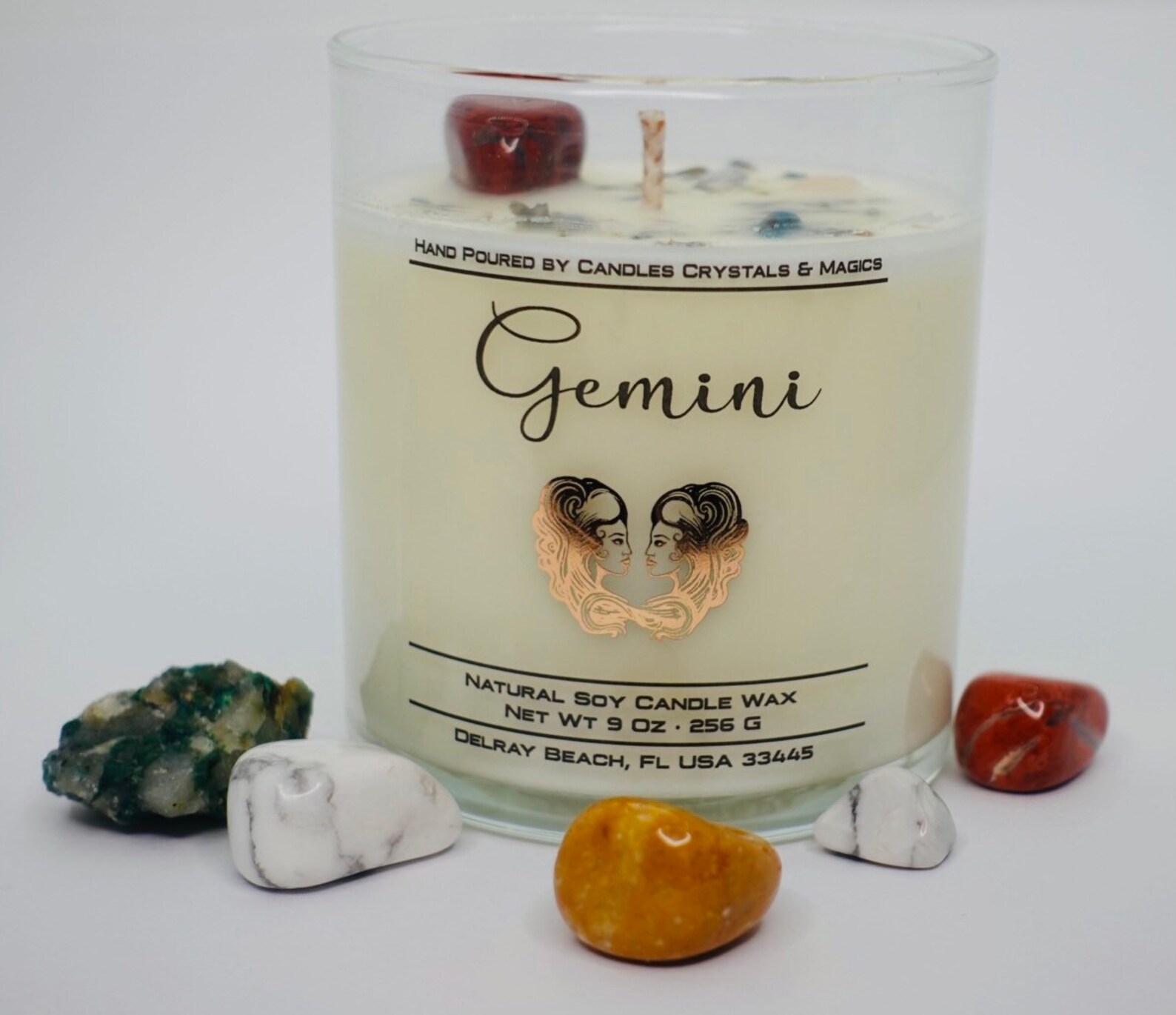 Horoscope Gemini Zodiac Candles with Crystals 9oz 100 Soy Etsy