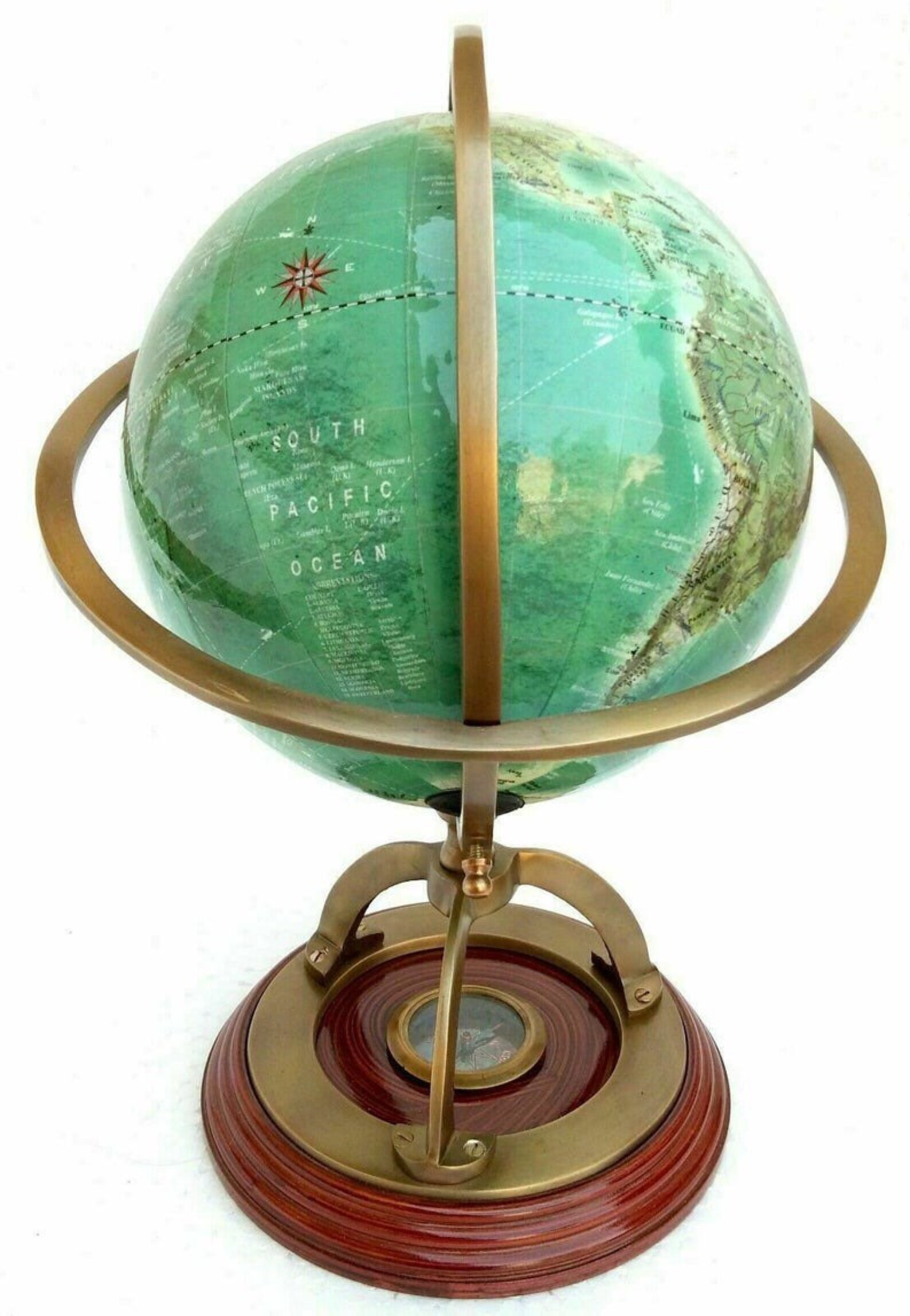 Nautical Antique Brass World Globe 14 Tall Collectible Etsy
