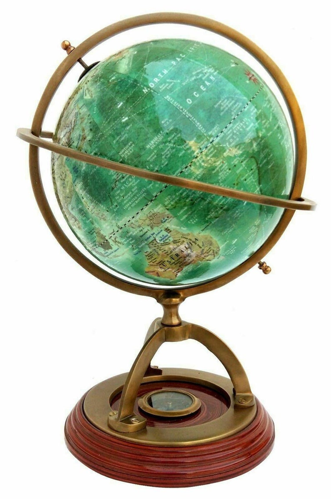 Nautical Antique Brass World Globe 14 Tall Collectible Etsy