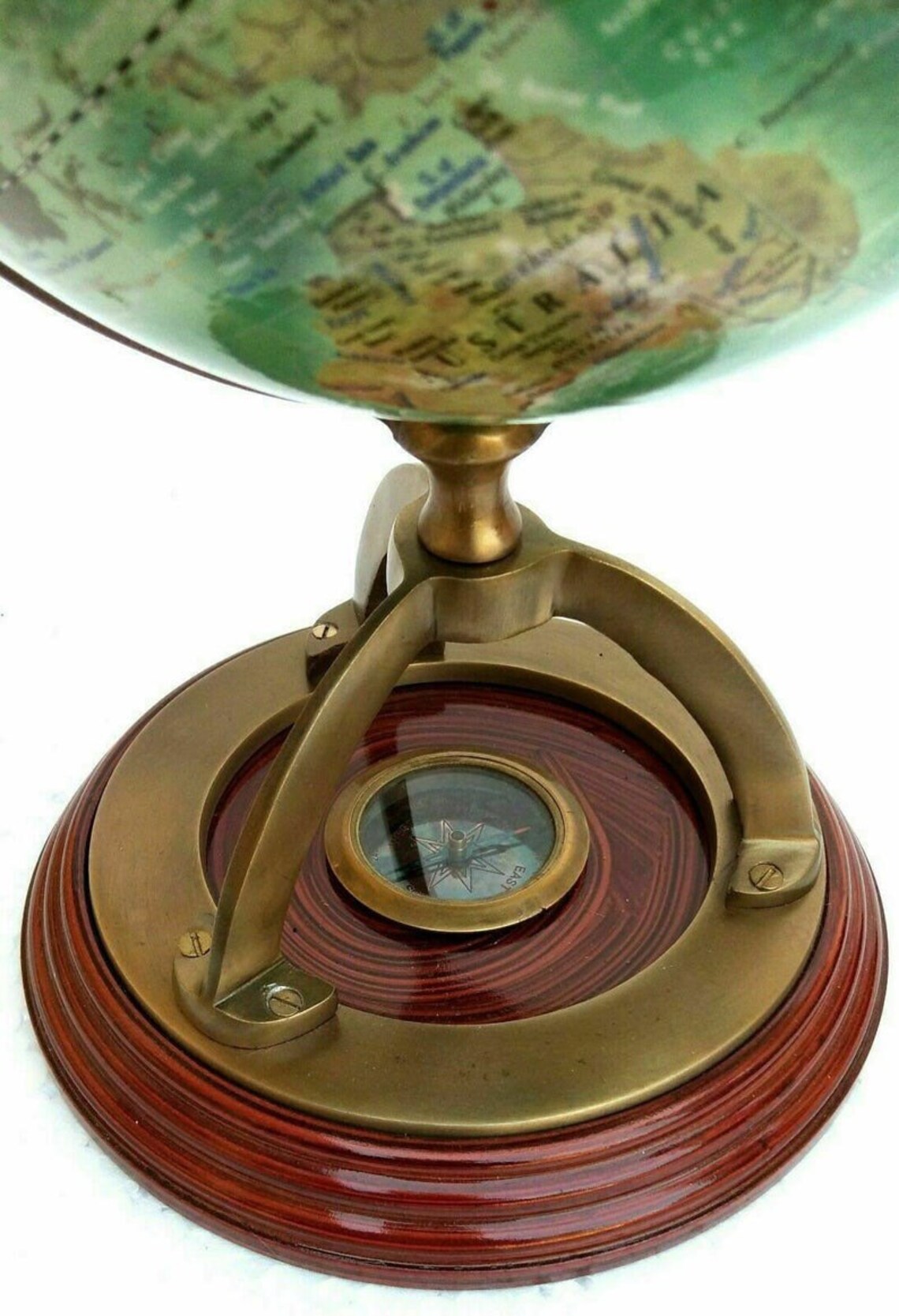 Nautical Antique Brass World Globe 14 Tall Collectible Etsy