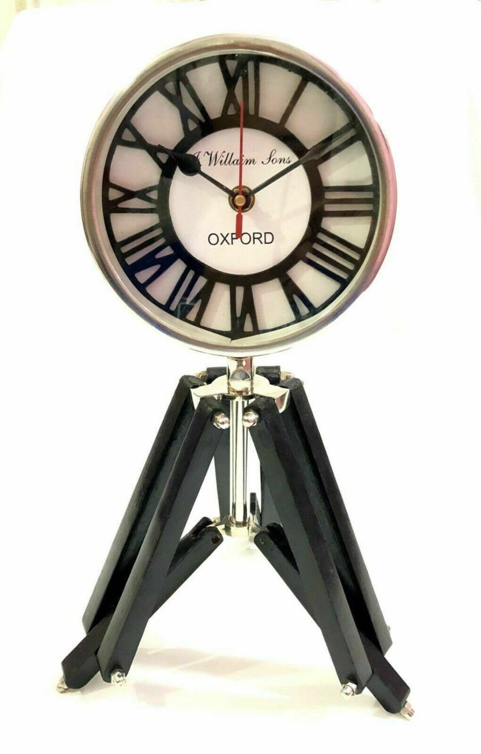 Antique Desk Top Clock on Wooden Tripod Stand Nautical Home & Etsy UK