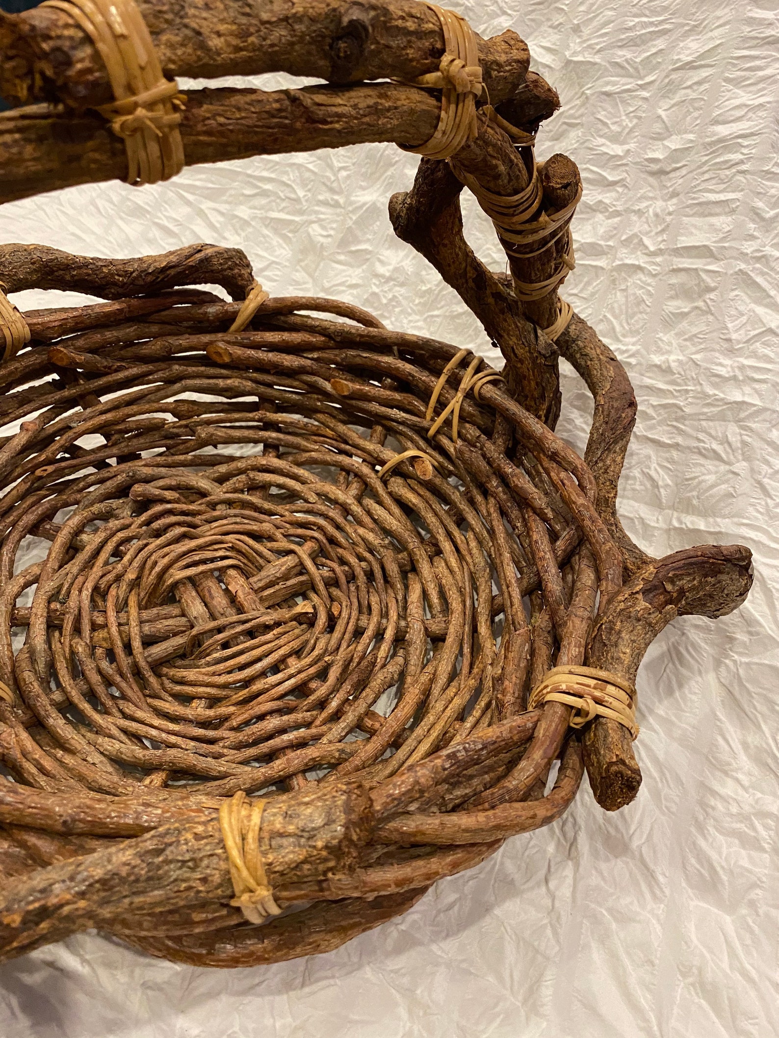 Large genuine twig woven basket Etsy