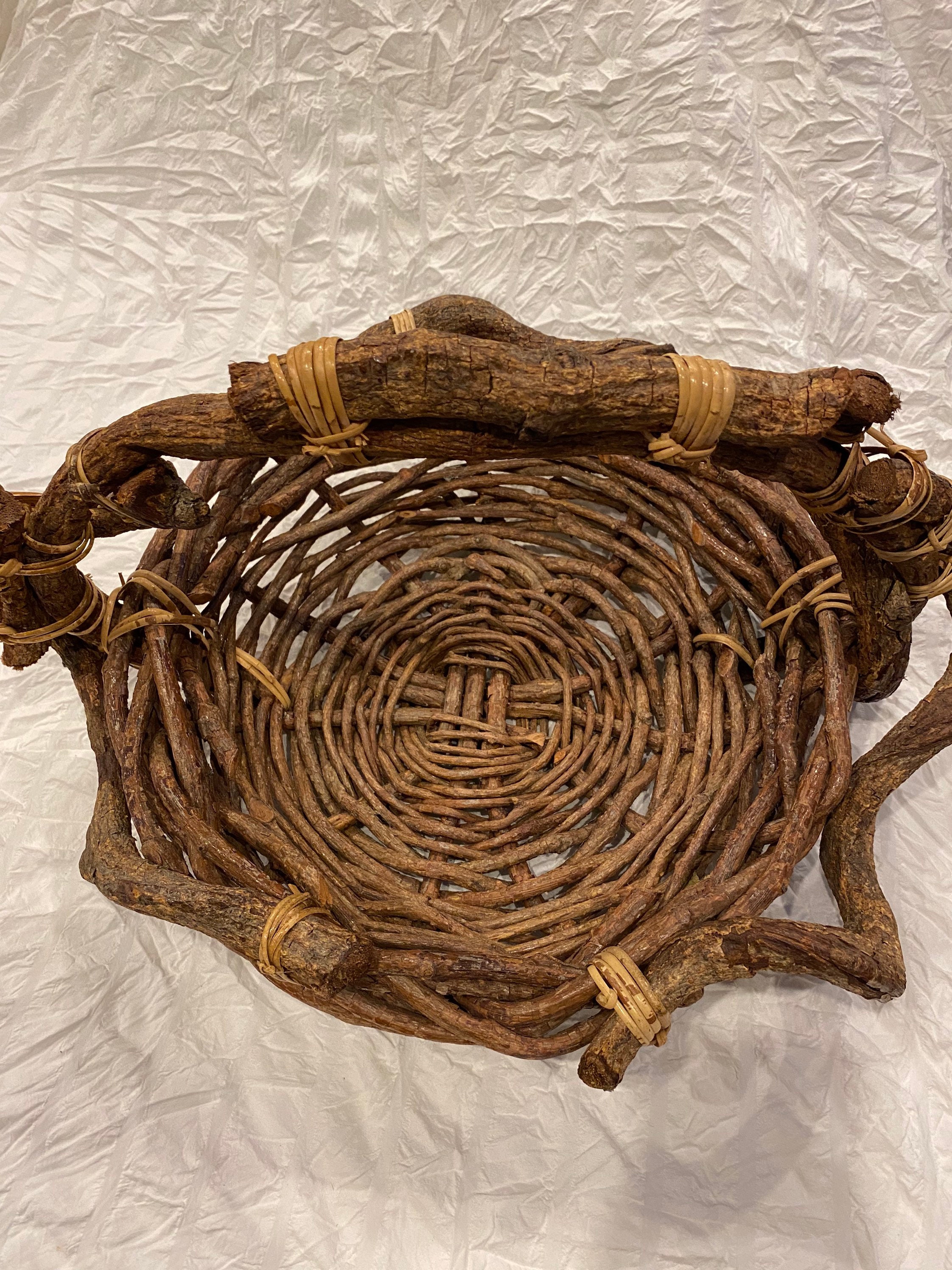 Large genuine twig woven basket Etsy