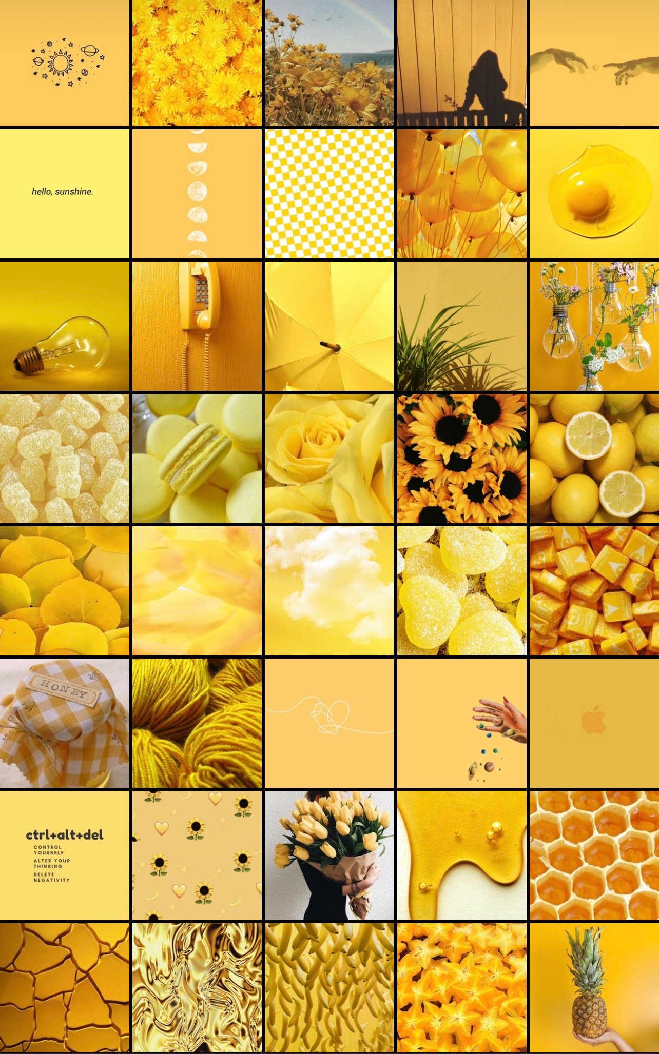 Bright Yellow Aesthetic Wall Collage Kit 60 Photos Room Etsy Hong Kong