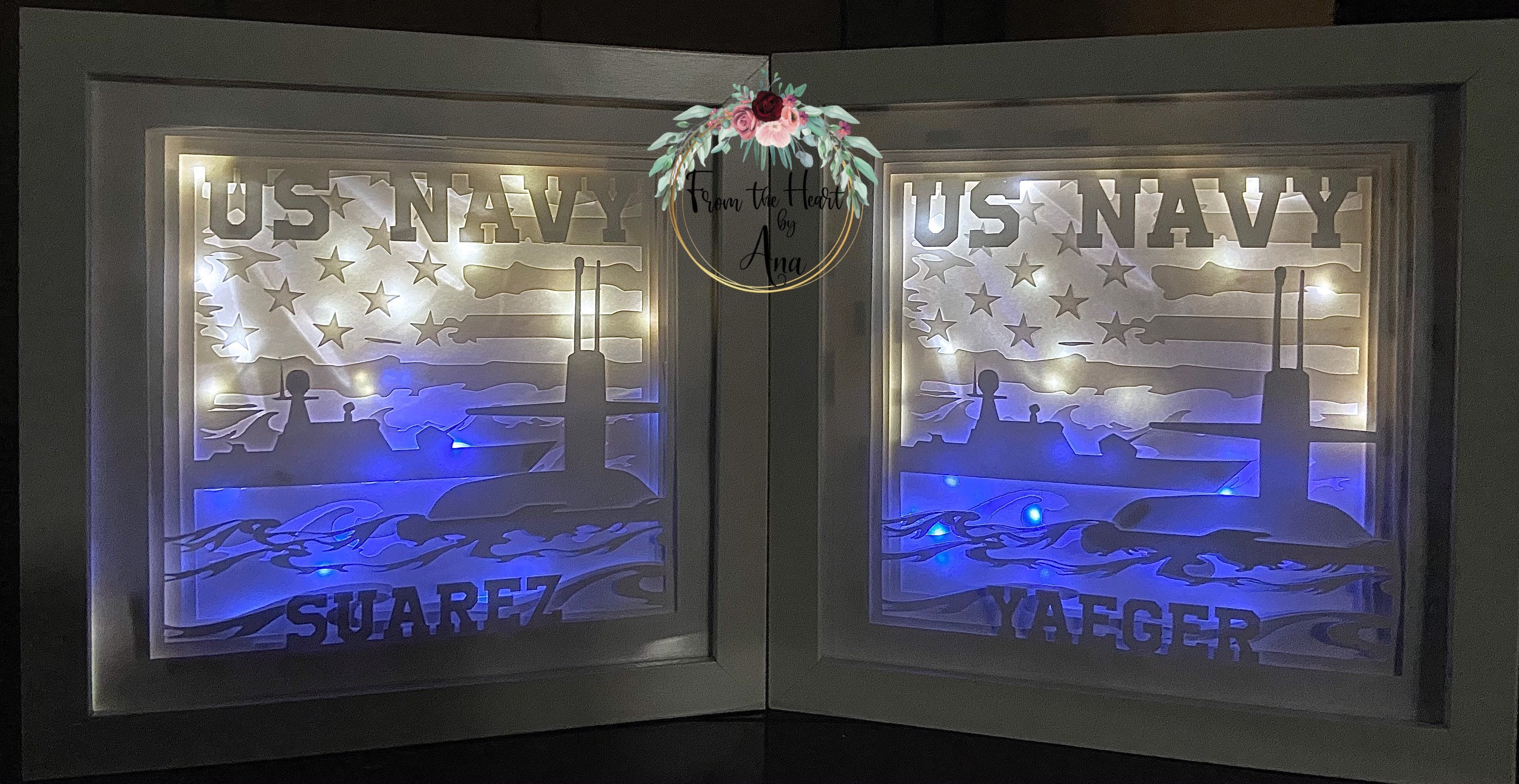 Personalized US Navy 3D Shadow Box With LED Lights US Navy Etsy UK