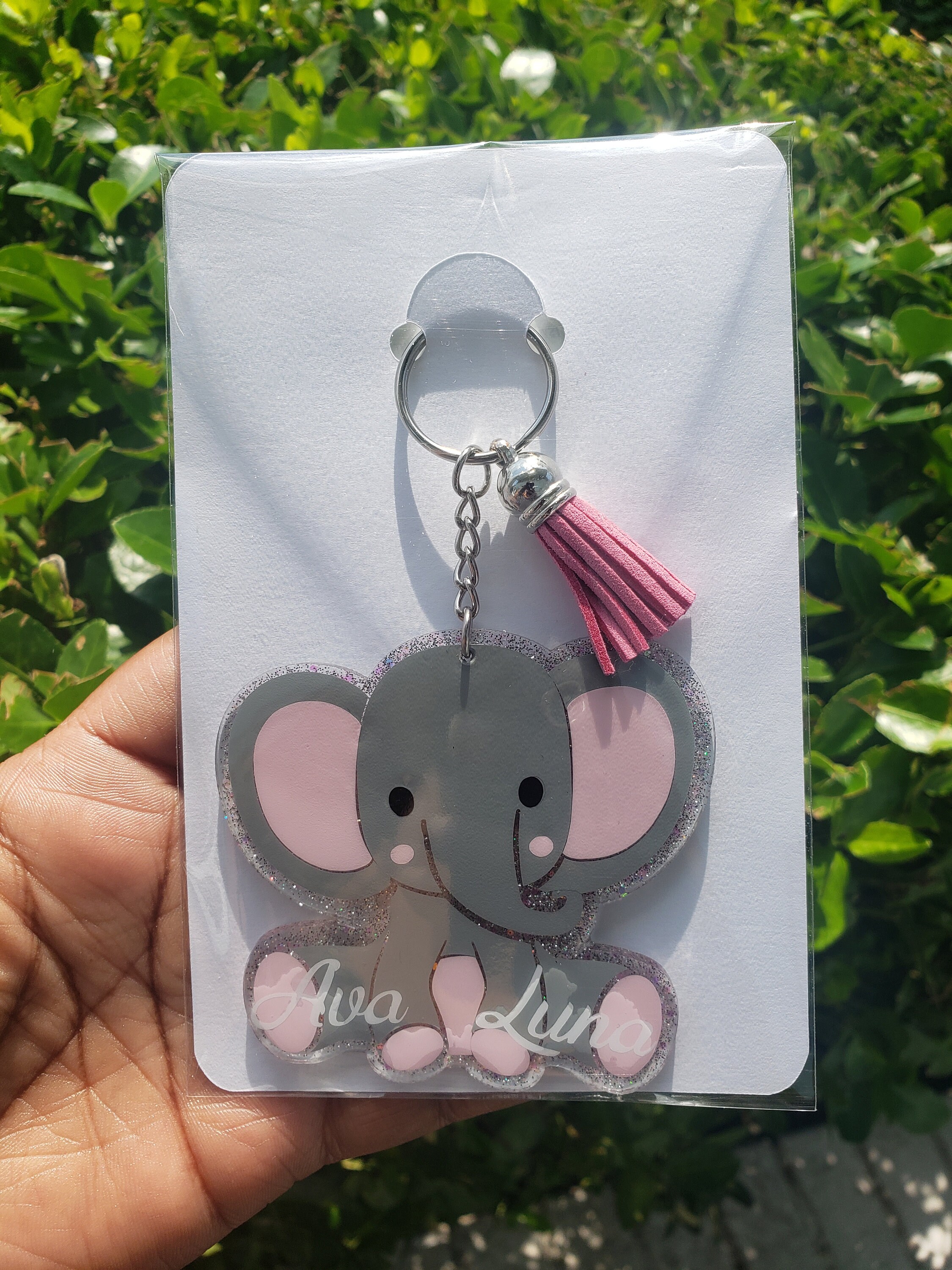 Sitting Baby Elephant Keychain Etsy