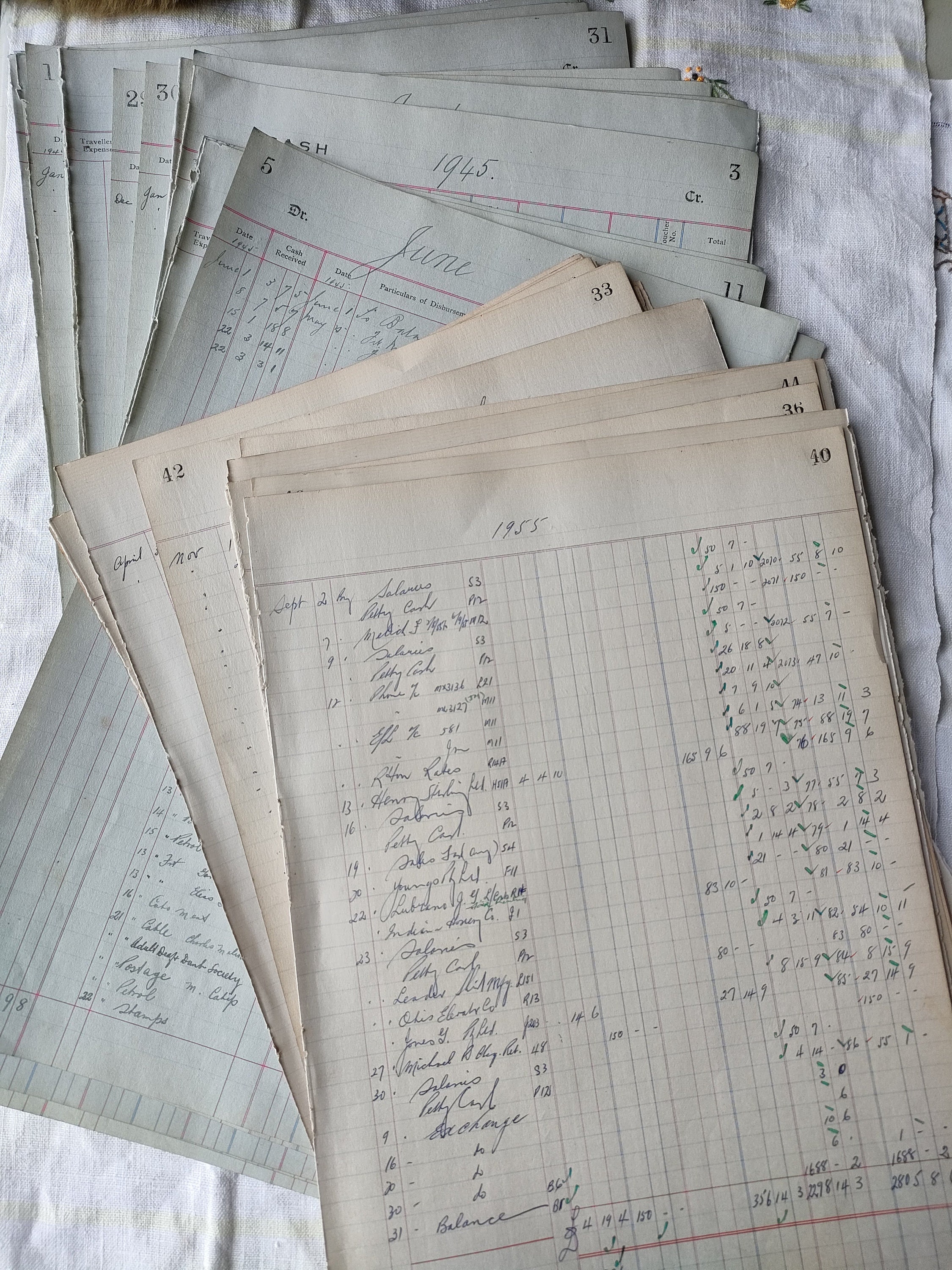 Large Vintage Antique Ledger Paper From the 40s and 50s With Etsy