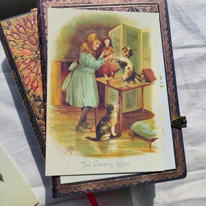 Cat and dog vintage reproduction postcard antique kitten paper mail