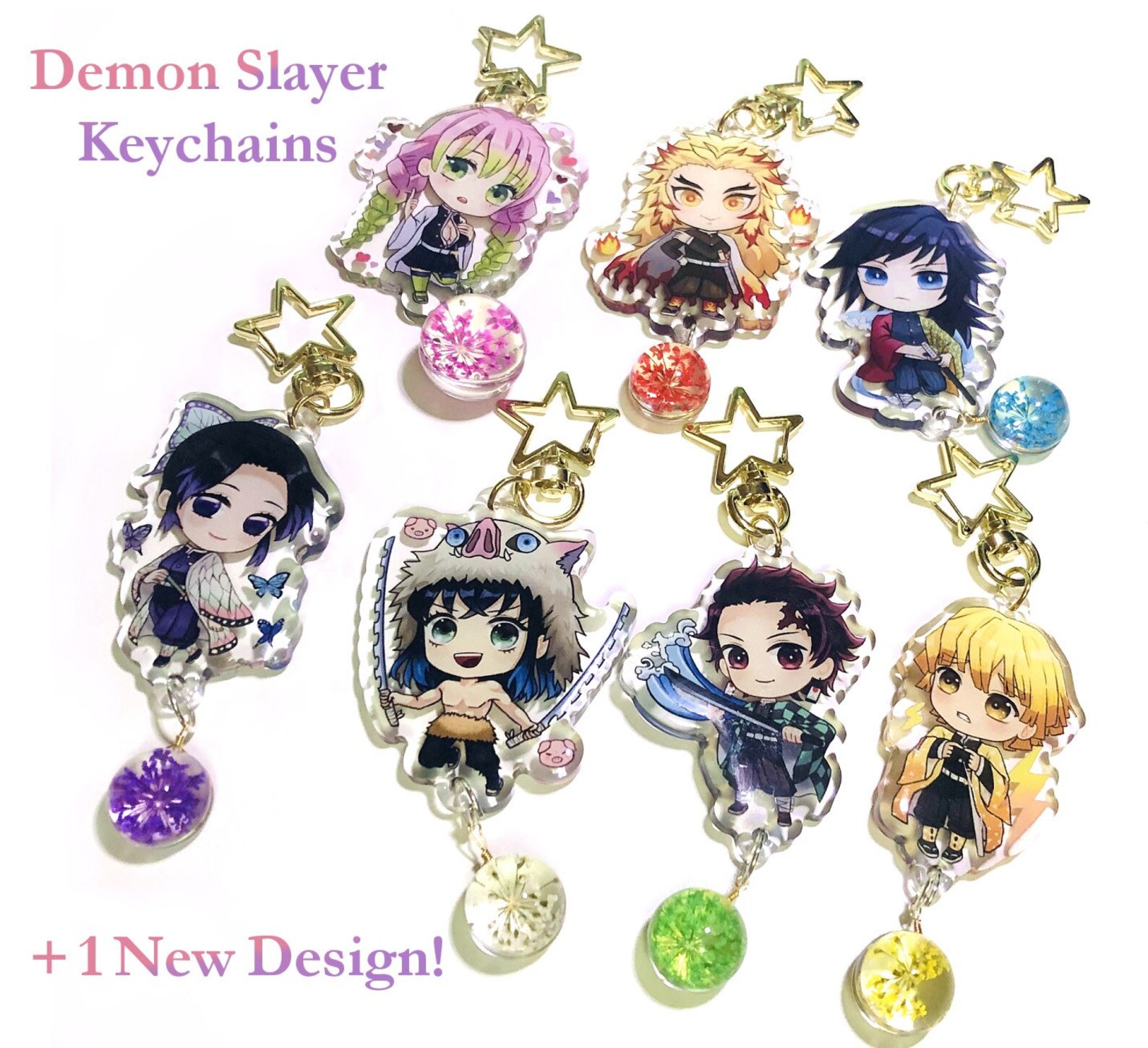 Demon Slayer Charms Keychains Etsy