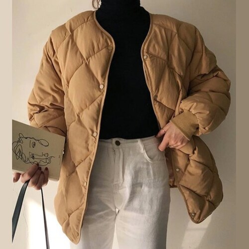 Women's Quilted Jacket, Quilting Jacket, Collarless Jacket, Quilted Coat, Padded Jacket, Padding Jacket, Minimalist Jacket, Classic Puffer