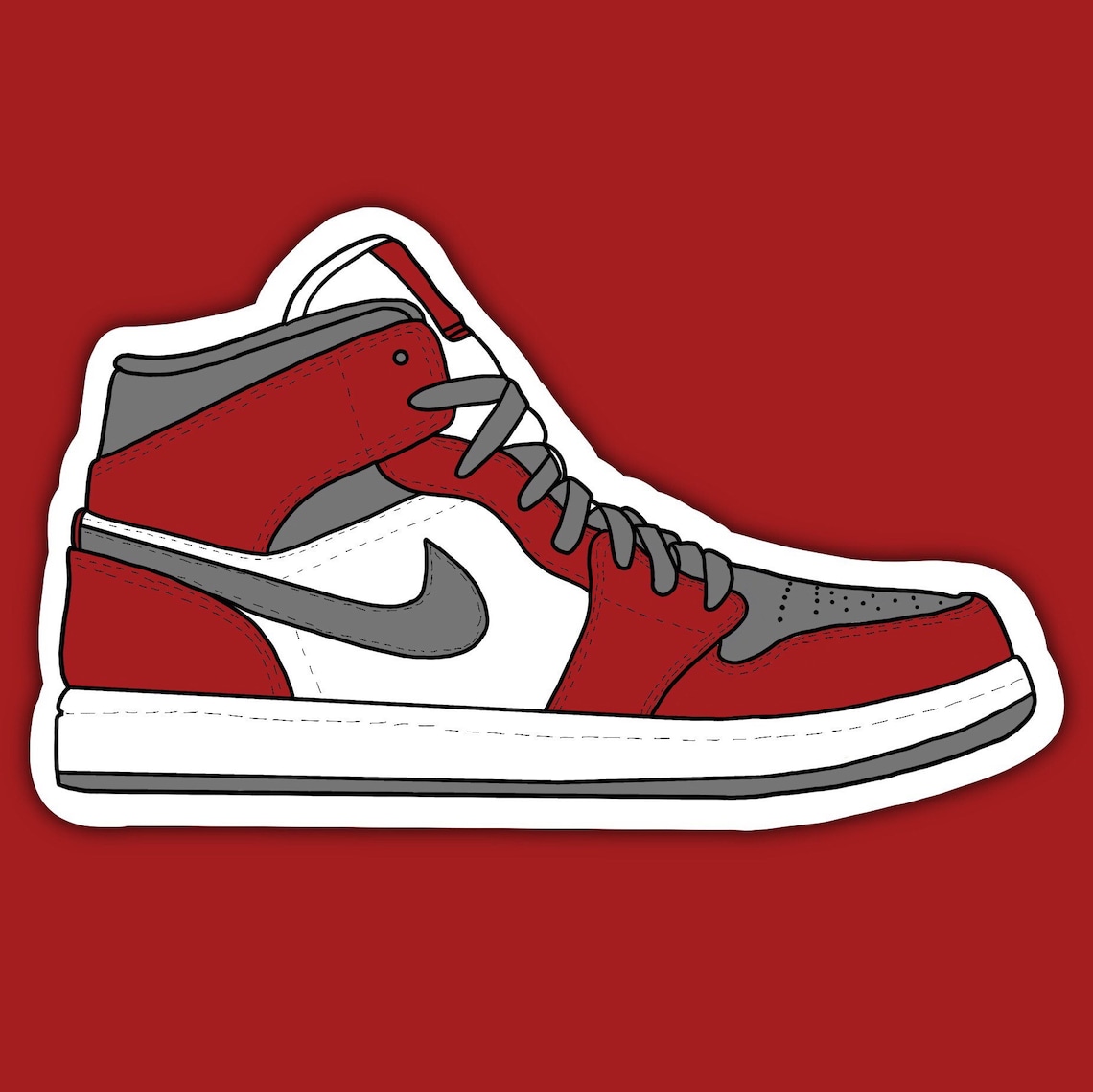 Red/grey Air Jordan 1 Sticker - Etsy