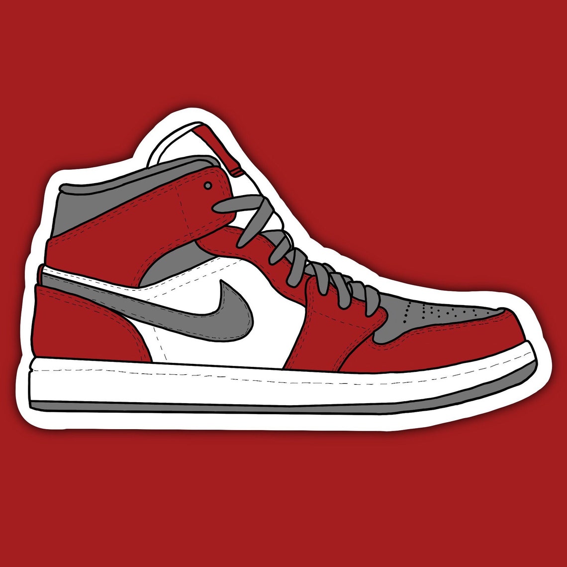 Red/grey Air Jordan 1 Sticker Etsy