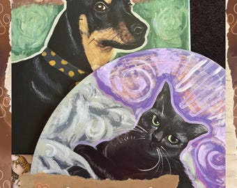 Hand-painted acrylic pet portrait | Pet gift | Pet Commission | Custom dog portrait | Custom cat portrait | Pet lover | Wall art  | Canvas