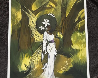 Fairy illustration, hand drawn, art, digital art, art print, illustration, wall decor, fantasy art, fairy, fairy art, whimsical
