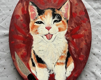 Danger Kitty - Original acrylic painting 9" x 12"