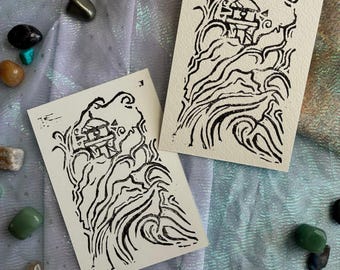 Lighthouse block print, art print, ink print, hand carved print, original illustration, home decor, gift, hand crafted, ocean theme