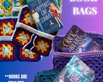 Handmade Crochet Book Sleeves, Book Bags, Granny Square Book Cover, Paperback Book Cover, Kindle Cover, Book Accessories