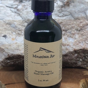 Aceite orgánico para masajes de manos con árnica, para escalada, sostenible, boulder, reflexología, orgánico, regalos, a base de plantas, vegano, hecho a mano, natural