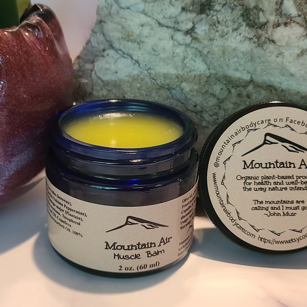 Muscle Balm, 2oz, Organic, Sore Muscle Rub, Gift, Arthritis Rub, Sustainable & Responsibly Sourced, Yoga Balm, Handmade