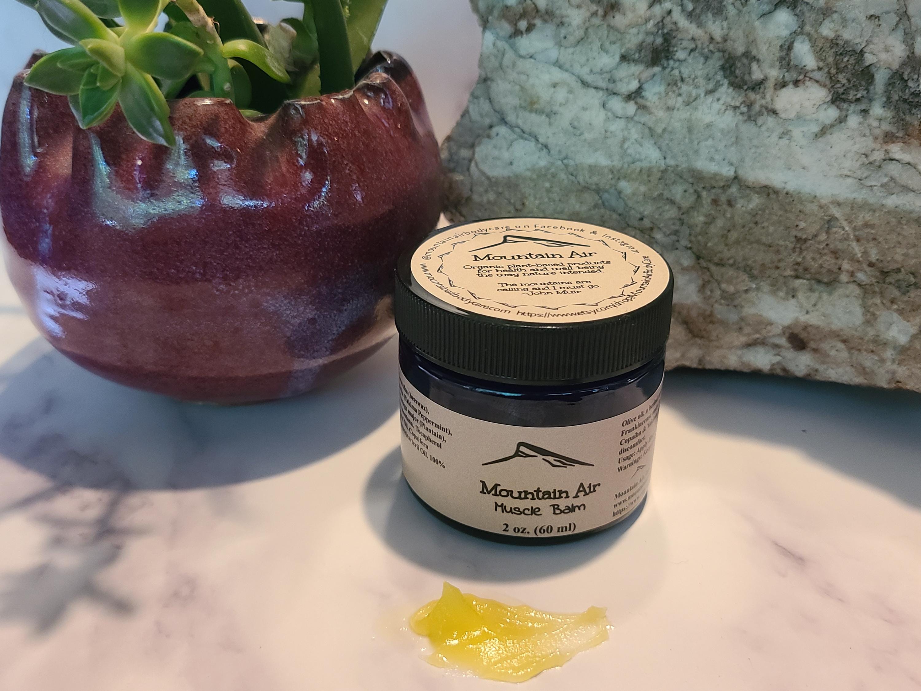 Muscle Balm, 2 oz, Organic, Muscle Rub, Gift, Sustainable & Responsibly Sourced, Yoga Balm, Handmade, Gift for Athletes, Gardeners
