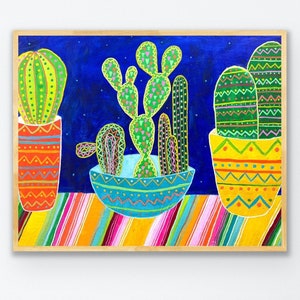 Mexikanische Volkskunst, Kakteen, Kakteen, Stillleben, bunte Kakteen, mexikanische Volkskunst